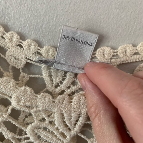 Solitaire Cream Crochet Boho Cottage Swim Coverup Sheer Dress Cotton Medium - Picture 6 of 8